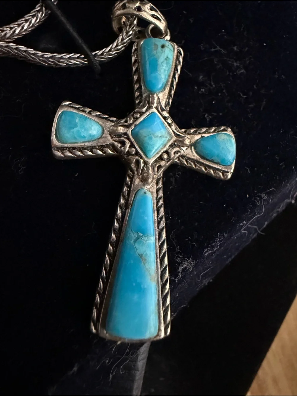 STAUER 925 Sterling Silver turquoise cross necklace